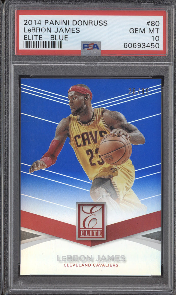 LeBron James 2014-15 Panini Donruss 80 Elite Blue 26/99 PSA 10 RKO