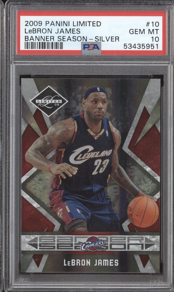 LeBron James 2009-10 Panini Limited 10 Banner Season Silver 11/25 PSA 10 RKO