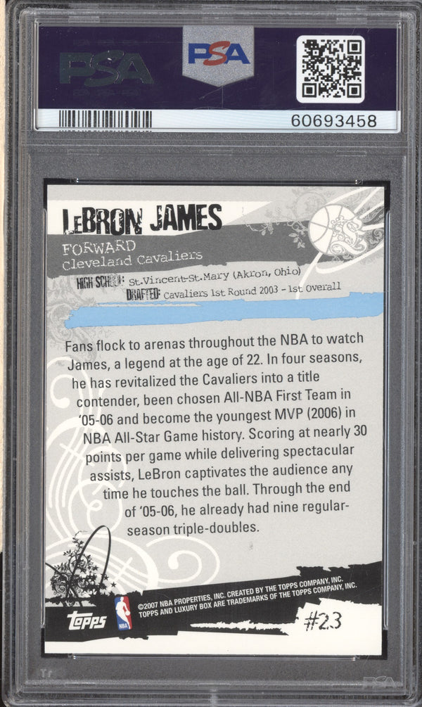 LeBron James 2006-07 Topps Luxury Box 23 Silver 6/9 PSA 8 RKO