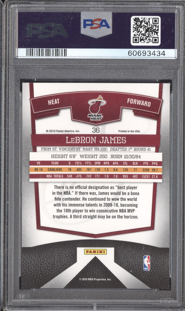 LeBron James 2010-11 Panini Donruss Elite 36 National Aspirations /50 PSA 10 RKO