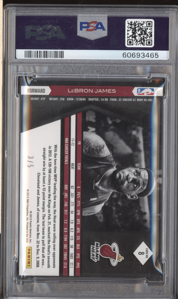 LeBron James 2011-12 Panini Limited 8 2012 National 3/5 PSA 9 RKO