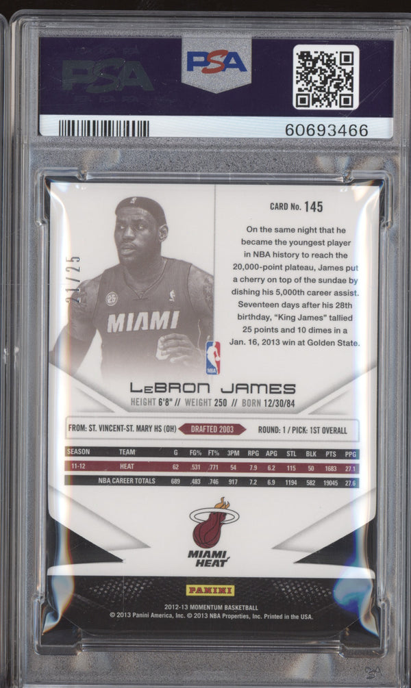 LeBron James 2012-13 Panini Momentum 145 Force 21/25 PSA 8 RKO