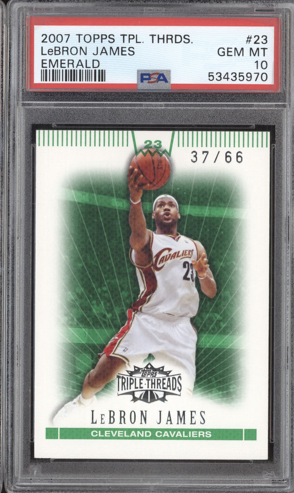 LeBron James 2007-08 Topps Triple Threads 23 Emerald 37/66 PSA 10 RKO