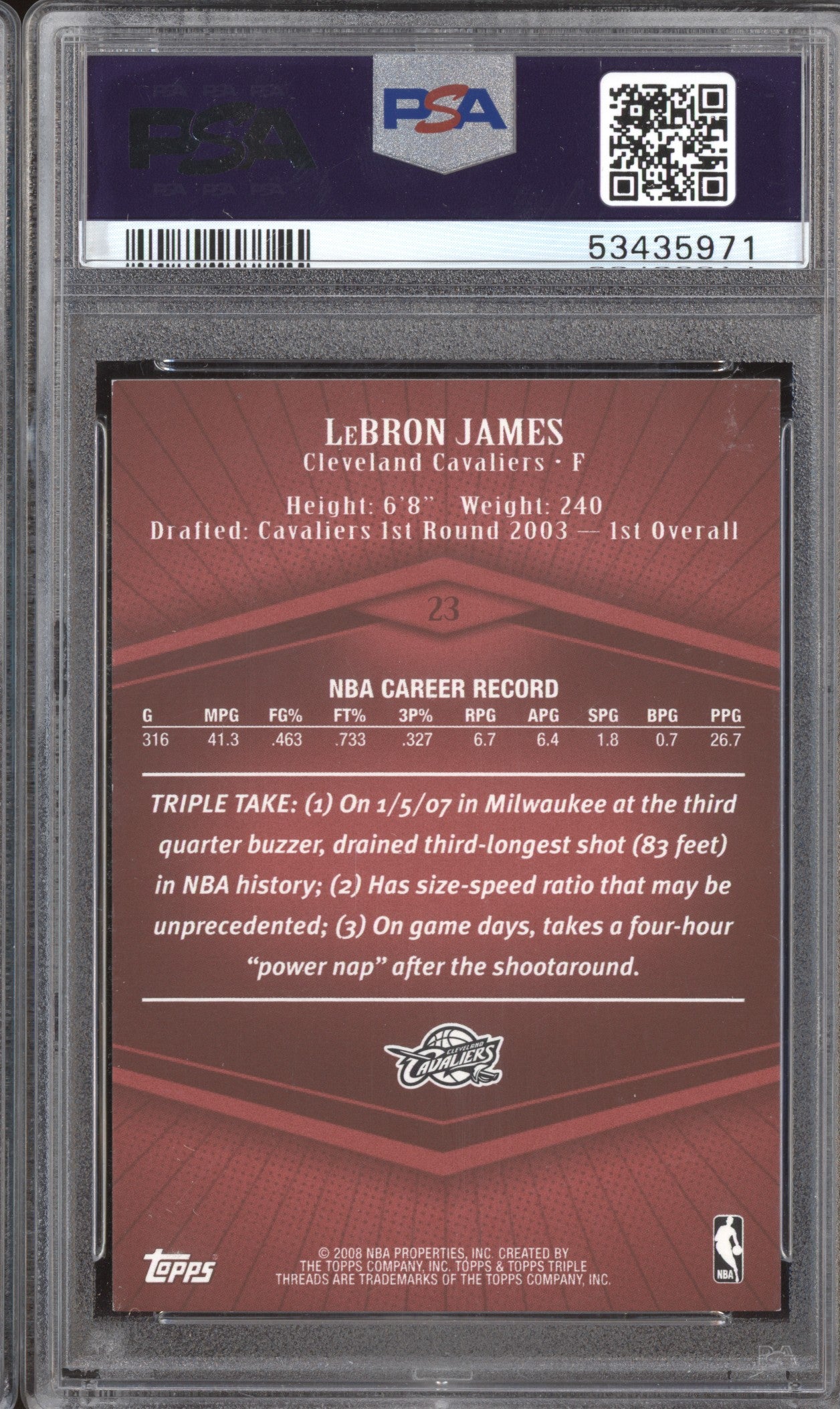 Lebron James Topps Triple popular Threads card PSA