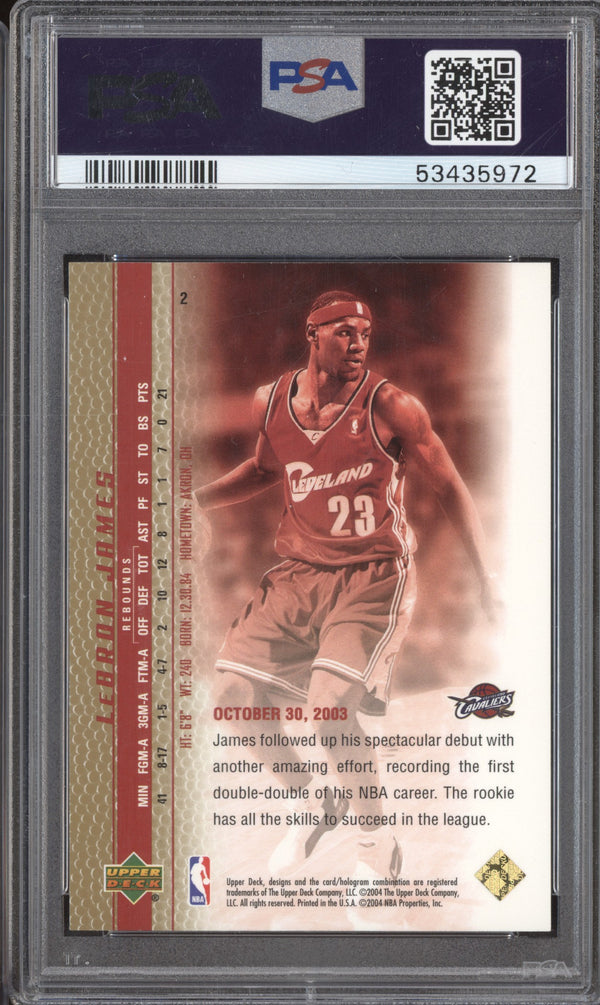 LeBron James 2003-04 Upper Deck  2 Phenomenal Beginning Gold RC /100 PSA 8 RKO