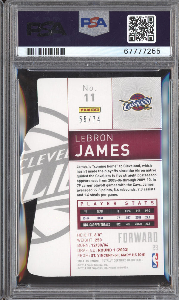 LeBron James 2014-15 Panini Totally Certified Mirror Blue Die Cut /75 PSA 9  RKO