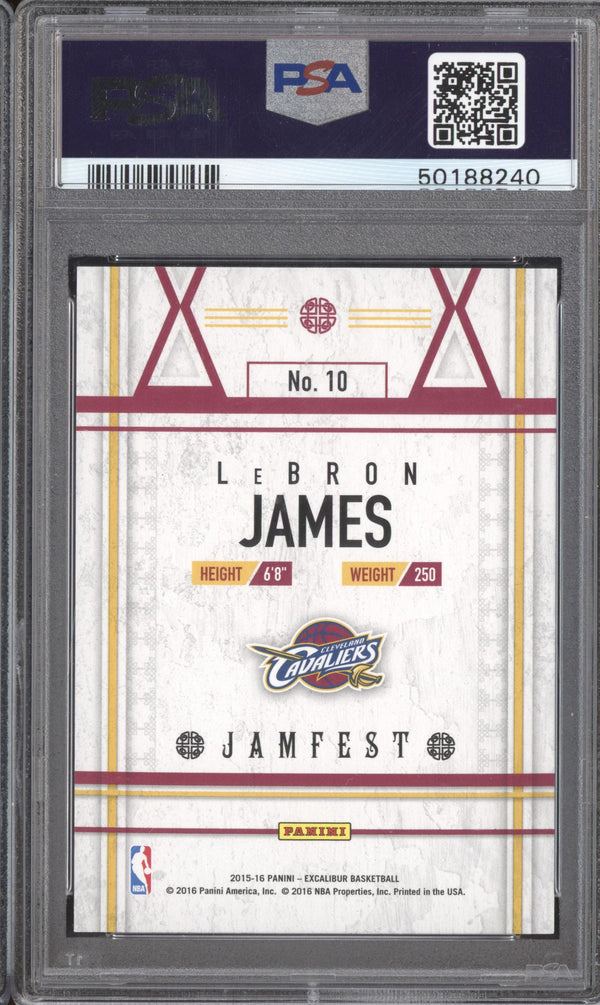 LeBron James 2015-16 Panini Excalibur 10 Jamfest Gold 5/25 PSA 10 RKO