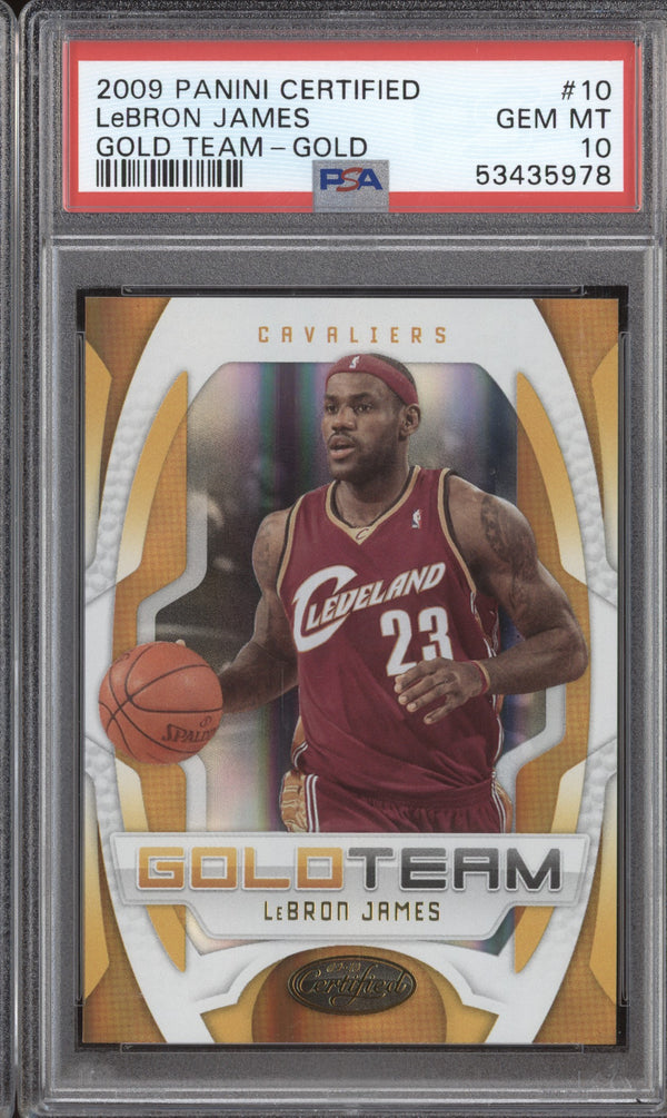 LeBron James 2009-10 Panini Certified 10 Gold Team Gold 18/25 PSA 10 RKO