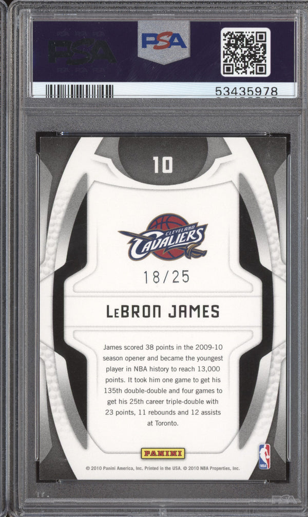 LeBron James 2009-10 Panini Certified 10 Gold Team Gold 18/25 PSA 10 RKO