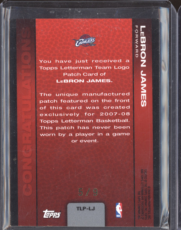 LeBron James 2007-08 Topps Letterman TLP-LJ Team Logo Patches 5/9  RKO