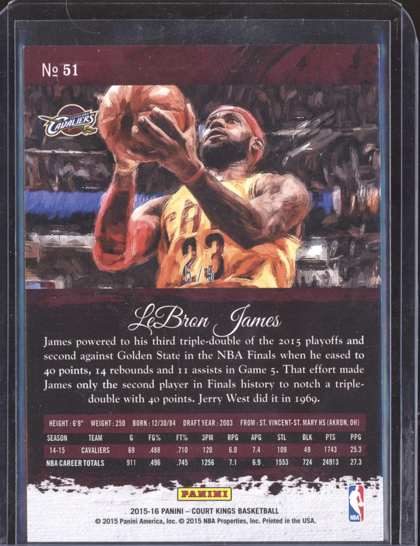 LeBron James 2015-16 Panini Court Kings 51 2016 National 5/5  RKO