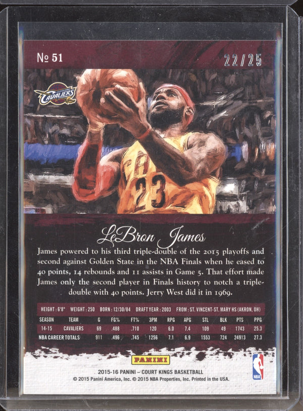 LeBron James 2015-16 Panini Court Kings 51 Sapphire 22/25  RKO