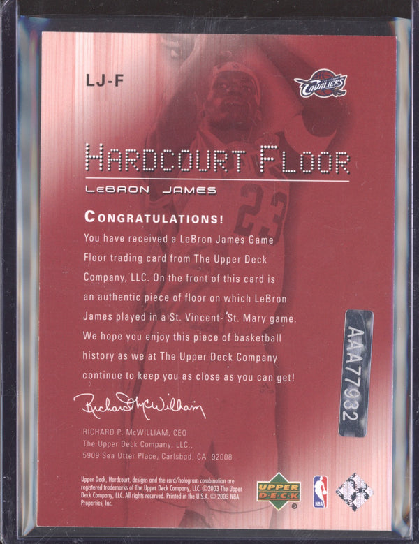 LeBron James 2004 UD Ultimate Collection Hardcourt Floor RC Buyback Auto /8  RKO