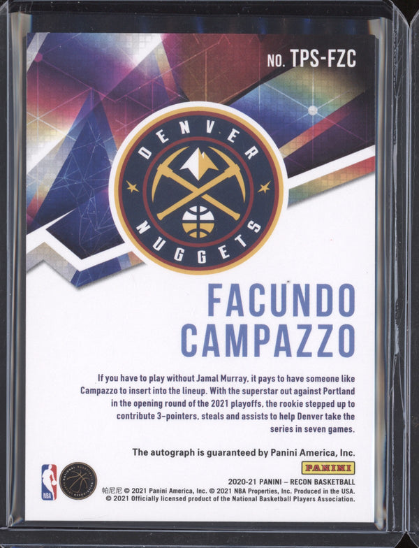 Facundo Campazzo 2020-21 Panini  Recon TPS-FZC True Potential Signatures Red RC 39/99