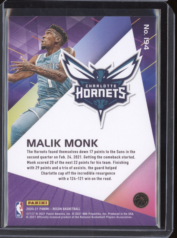 Malik Monk 2020-21 Panini  Recon 194 Blue RC 23/99