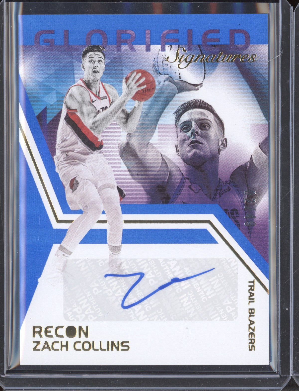 Zach Collins 2020-21 Panini  Recon GS-ZCL Glorified Signatures Blue 2/49