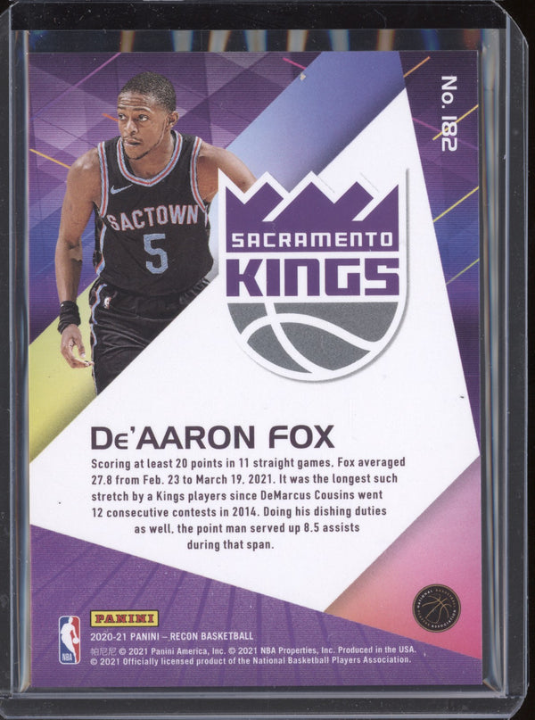 De'Aaron Fox 2020-21 Panini  Recon 182 Purple 12/49