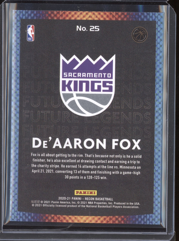 De'Aaron Fox 2020-21 Panini  Recon 25 Future Legends Blue 15/99