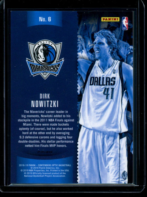 Dirk Nowitzki 2018-19 Panini Contenders Optic Blue Cracked ice