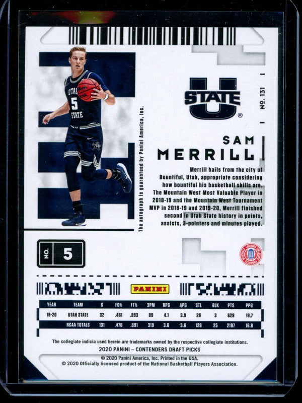 Sam Merrill 2020-21 Panini Contenders Draft Picks Cracked Ice 14/23