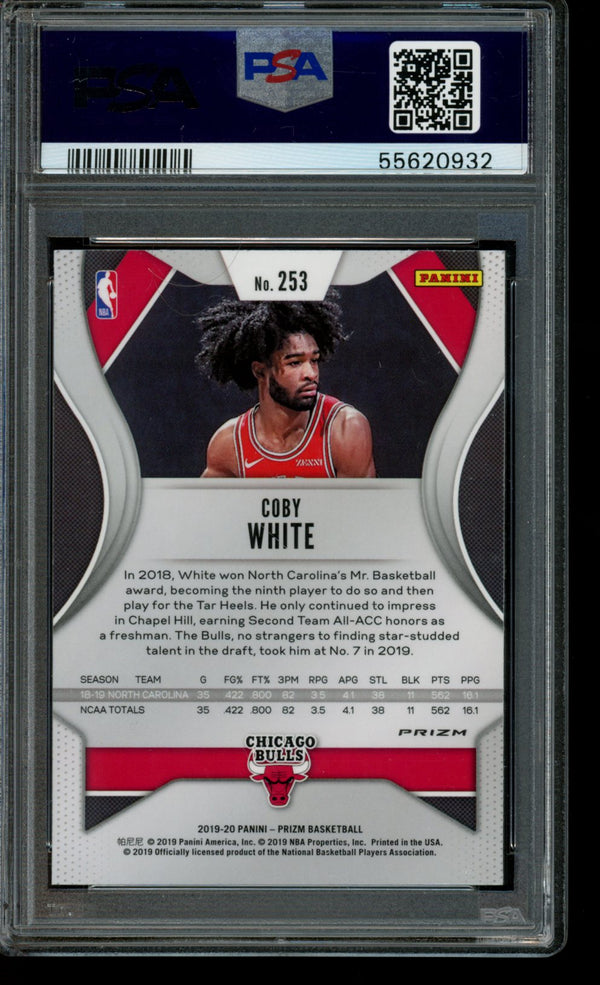 Coby White 2019-20 Panini Prizm Silver Prizm RC PSA 10