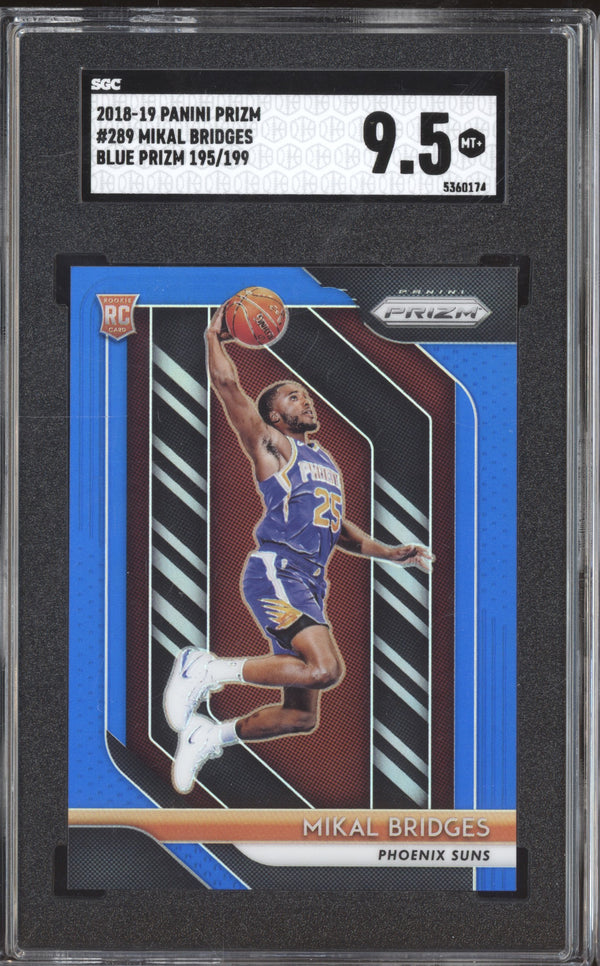 Mikal Bridges 2018-19 Panini Prizm 289 Blue RC 195/199 SGC 9.5