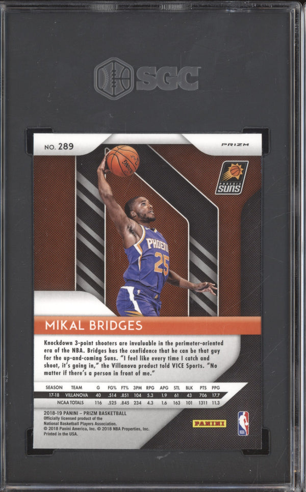 Mikal Bridges 2018-19 Panini Prizm 289 Silver RC SGC 9.5