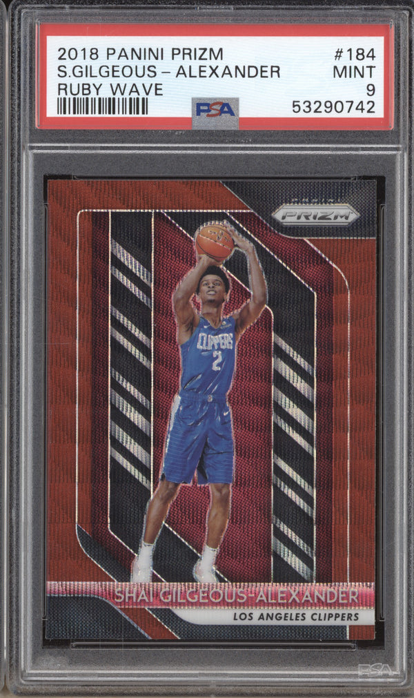 Shai Gilgeous-Alexander 2018-19 Panini Prizm 184 Ruby Wave RC PSA 9