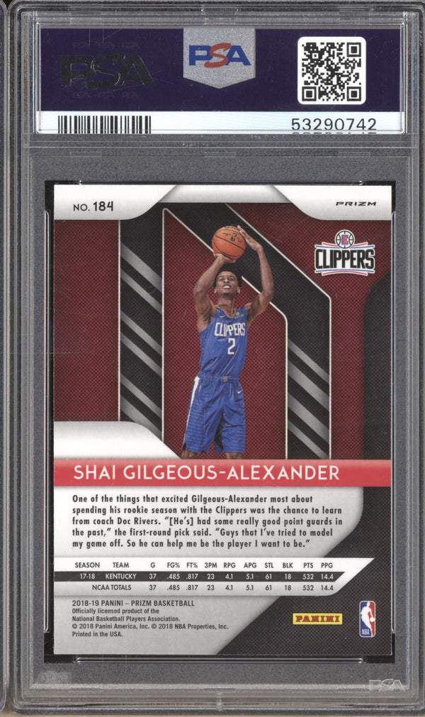 Shai Gilgeous-Alexander 2018-19 Panini Prizm 184 Ruby Wave RC PSA 9