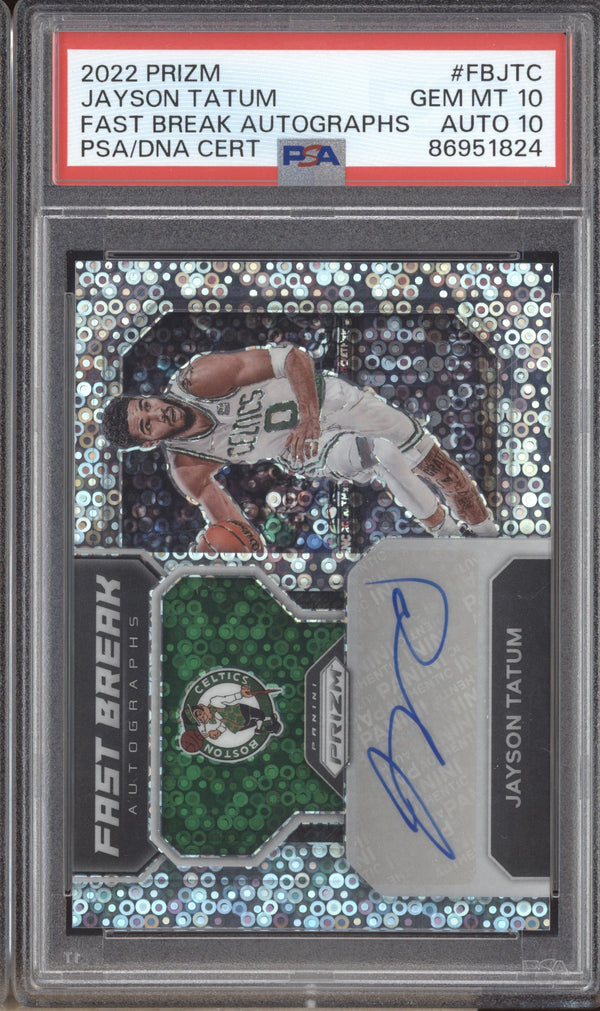 Jayson Tatum 2022-23 Panini Prizm FBJTC Fast Break Auto PSA 10/10