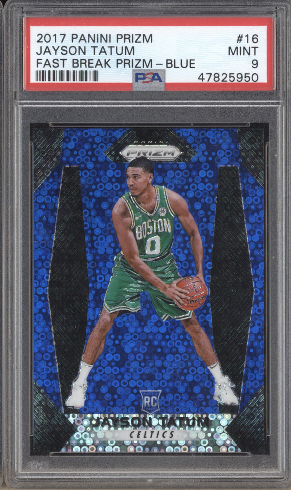 Jayson Tatum 2017-18 Panini Prizm 16 Fast Break Prizm Blue  RC 023/175 PSA 9