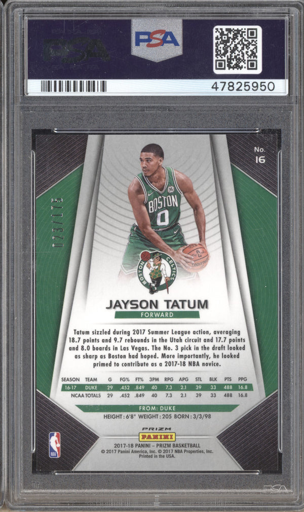 Jayson Tatum 2017-18 Panini Prizm 16 Fast Break Prizm Blue  RC 023/175 PSA 9