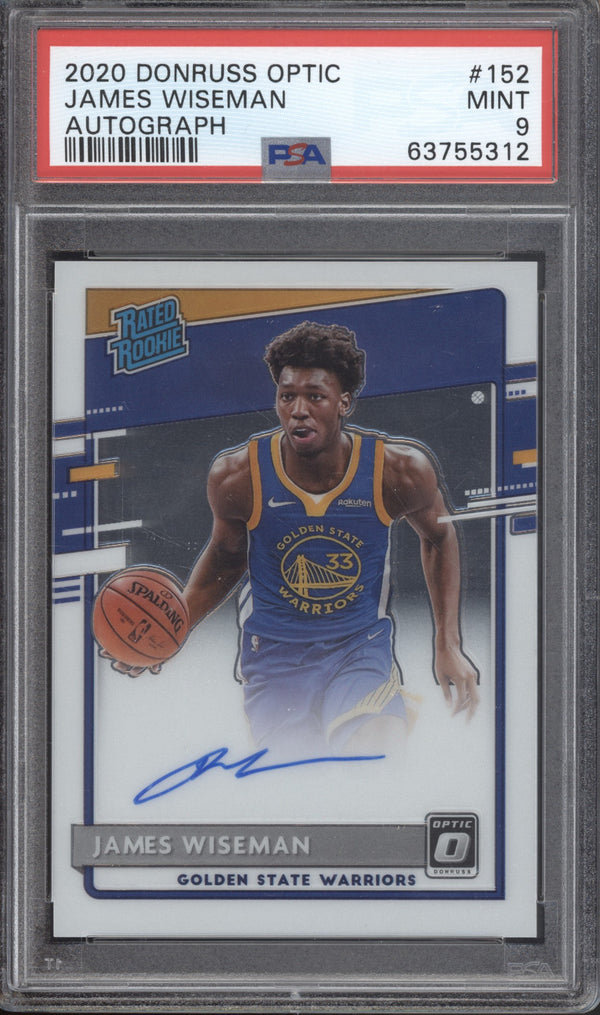 James Wiseman 2020 Panini Optic Autograph RC PSA 9