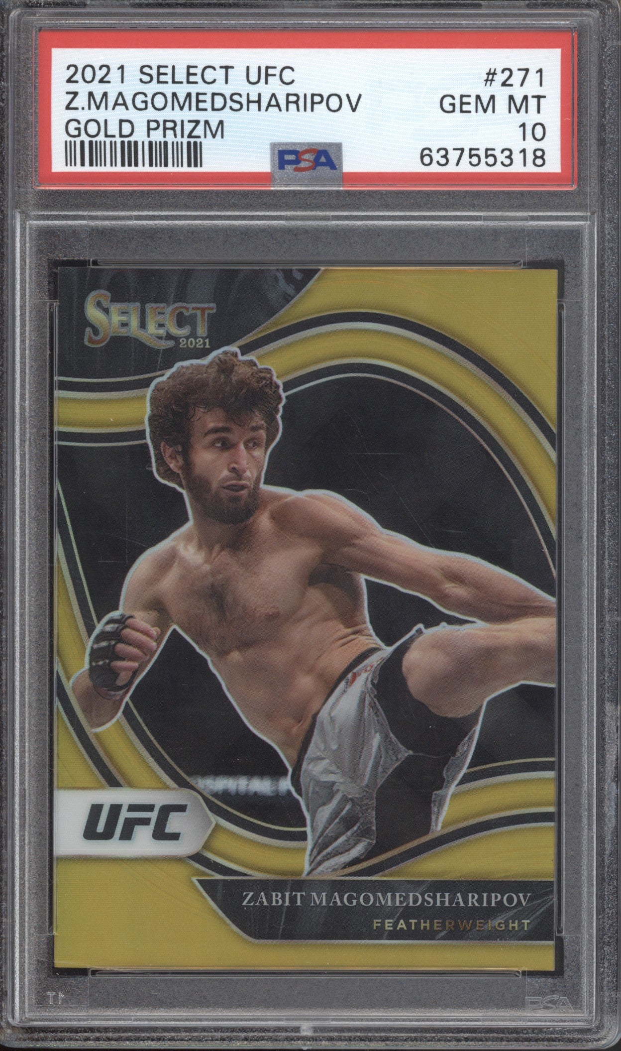 Zabit Magomedsharipov 2021 Panini Select Gold Prizm Courtside PSA 10