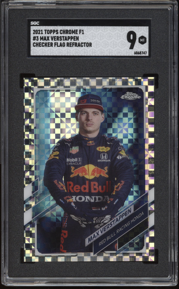 Max Verstappen 2021 Topps Chrome Formula One Checker Flag SGC 9