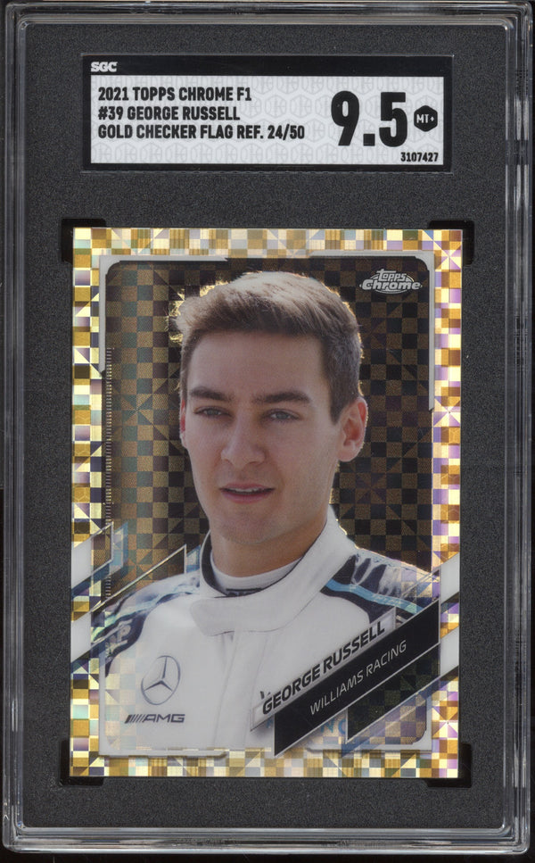 George Russell 2021 Topps Chrome Formula One Gold Checker Flag 24/50 SGC 9.5