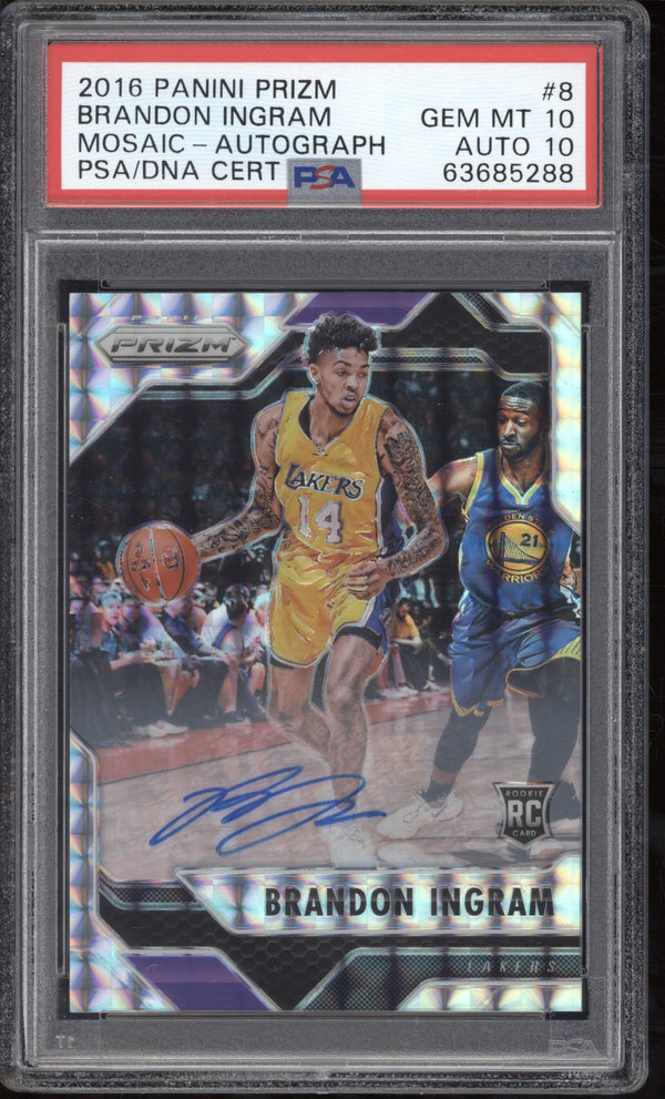 Brandon Ingram 2016/17 Panini Mosaic Prizm Autographs RC PSA 10 / 10 Auto