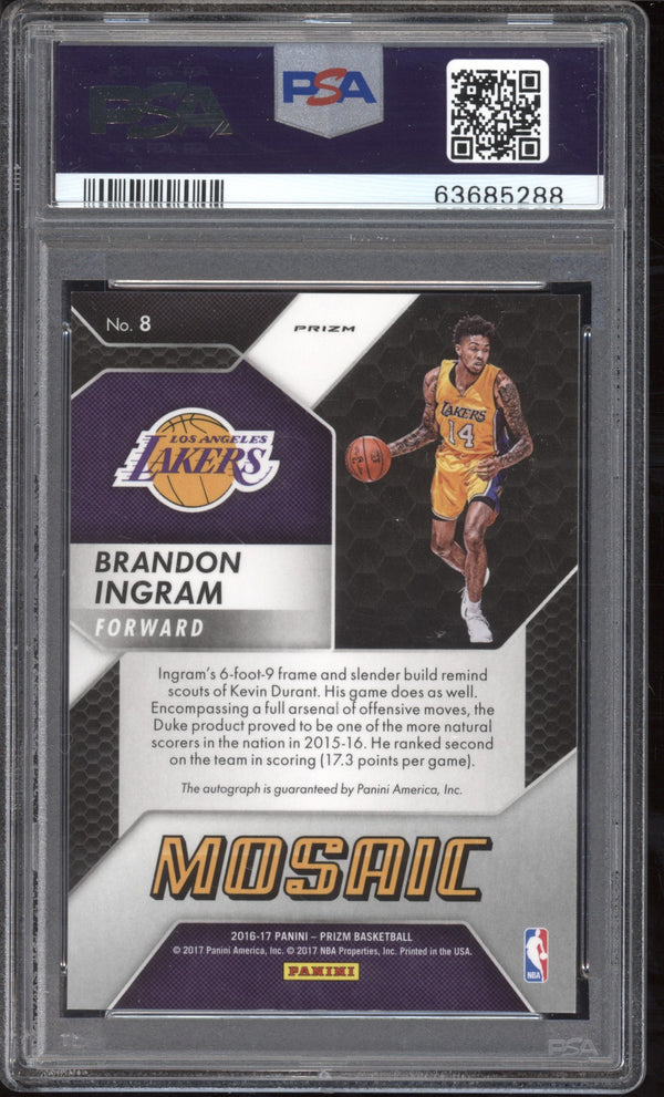 Brandon Ingram 2016/17 Panini Mosaic Prizm Autographs RC PSA 10 / 10 Auto