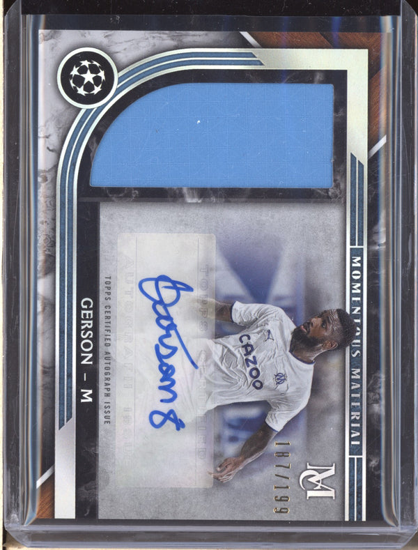 Gerson 2022-23 Topps Museum Collection UEFA Momentous Material Jumbo Auto /199