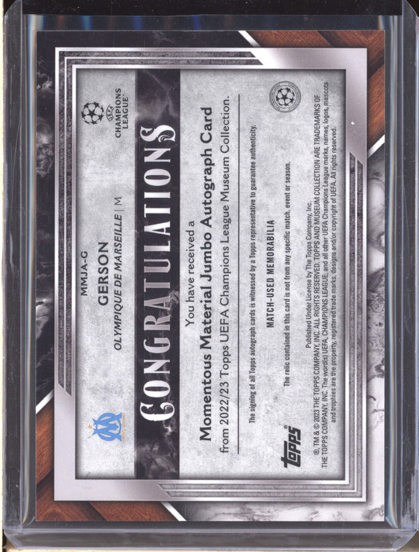 Gerson 2022-23 Topps Museum Collection UEFA Momentous Material Jumbo Auto /199