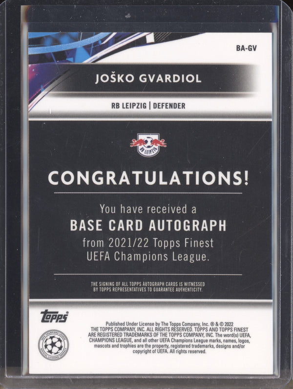 Josko Gvardiol 2021-22 Topps Finest UCL BA-GV Autograph RC