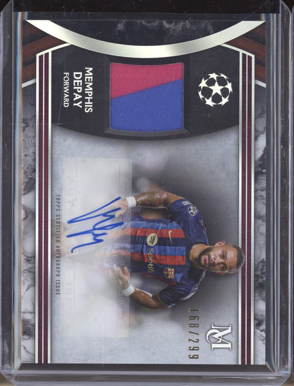 Memphis Depay 2022-23 Topps Museum Collection UEFA MAR-MDY Jersey Auto 168/299