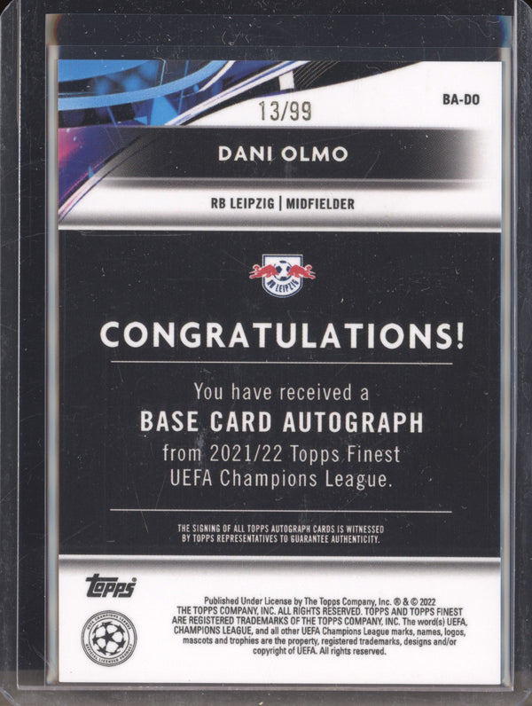 Dani Olmo 2021-22 Topps Finest UCL BA-DO Neon Green Auto 13/99