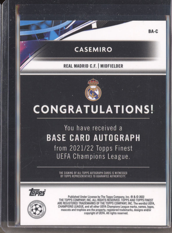 Casemiro 2021-22 Topps Finest UCL BA-C Autograph