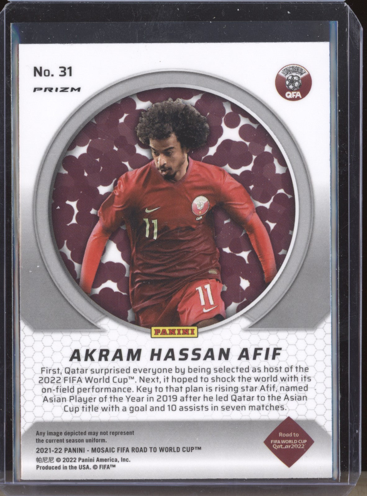 Akram Hassan Afif 2022 Panini Mosaic RTWC 31 Men of Mastery Mosaic RC