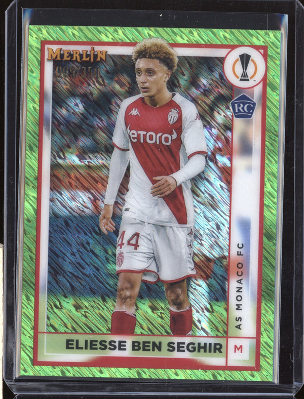 Eliesse Ben Seghir 2022-23 Topps Merlin UCC 21 Neon Green Shimmer RC 99/350