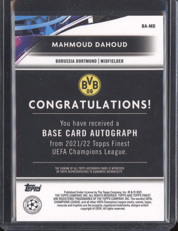 Mahmoud Dahoud 2021-22 Topps Finest UCL BA-MD Autograph