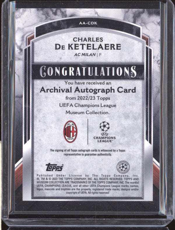 Charles De Ketelaere 2022-23 Topps Museum Collection UEFA Archival Auto 256/299