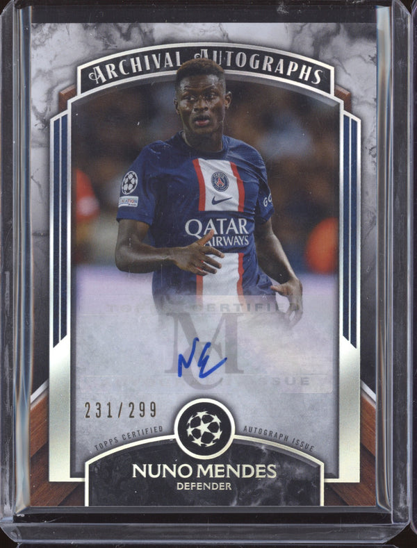 Nuno Mendes 2022-23 Topps Museum Collection UEFA AA-NM Archival Auto 231/299