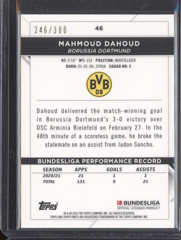 Mahmoud Dahoud 2021-22 Topps Finest Bundesliga 46 Pink Wave Refractor 246/300